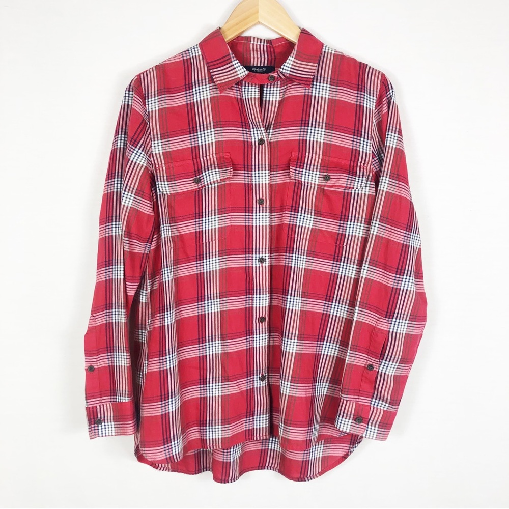 Madewell Ex-Boyfriend Button Down Shirt | Cherry Red | Size Small